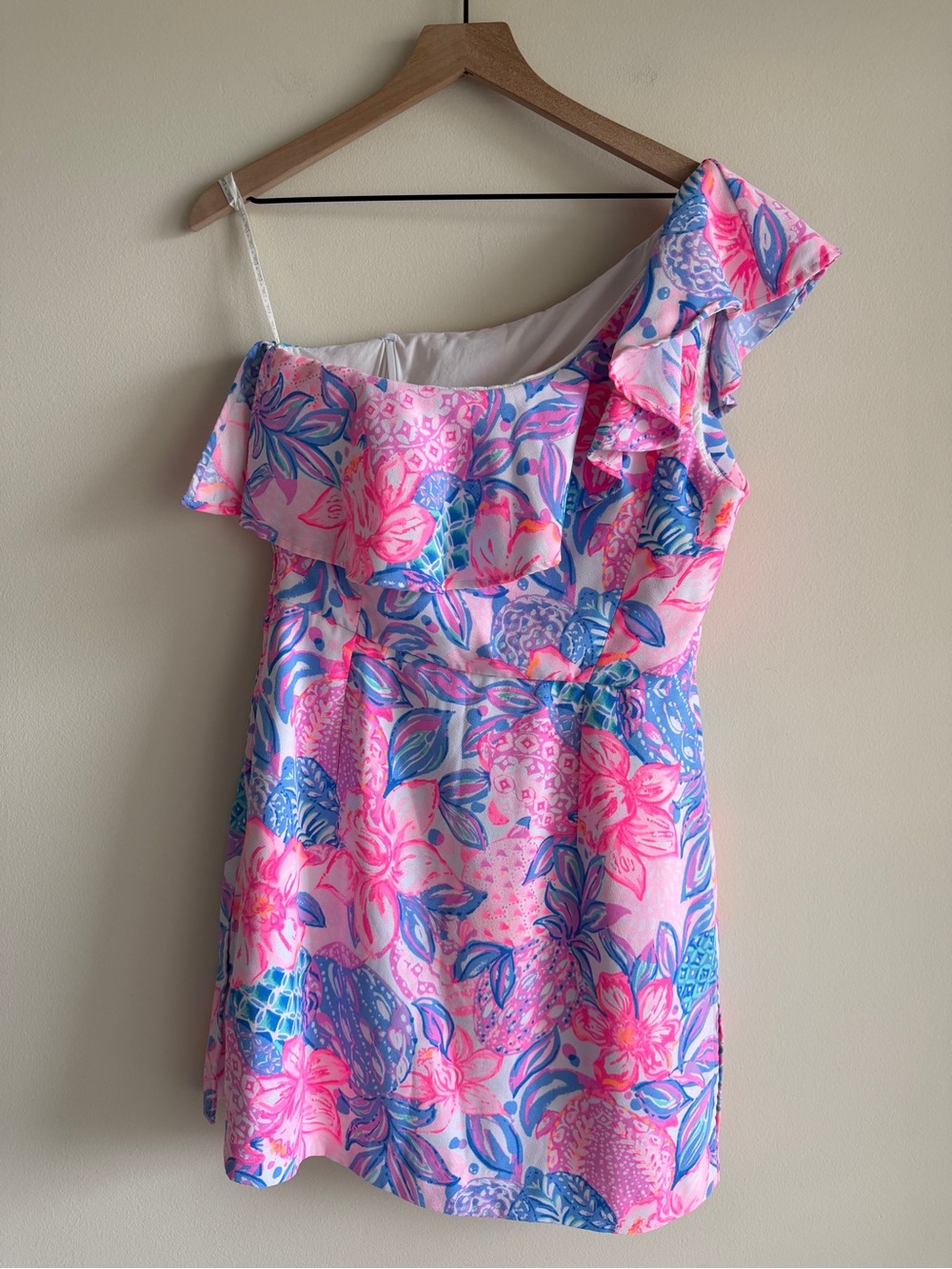 Lilly Pulitzer Kipton Romper Pink Isle Snappy Turtle One Shoulder Size 10 - Picture 4 of 12